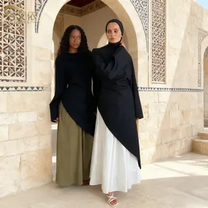 Dubai Women Dress Top Skirt 2 Piece Set Eid Cardigan Elegant Muslim Sets Musulman Outfit Suit Ramadan Morocco Shirt 2026