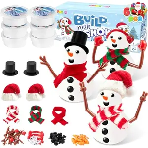 JOYIN Christmas 6 Packs Build a Snowman Craft Kit, Modeling Clay DIY Make a Snowman Kit