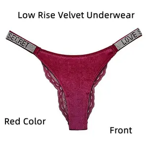 Ladies Sexy Velvet Panties Low Waist Red Color Underpants For Daily Wear