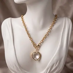 DIY Customizable Floating Locket Chain with Whimsical Accessories, Trendy 14K Nugget Necklace Gold Plated, Aesthetic Soulmate Jewelry Gift for Girls