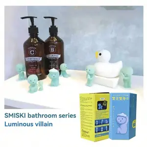 Blue Emotive Figurine, PVC Material, Glow in the Dark Decorative Statue, Ideal Gift for Friends, Interactive Game Collectible