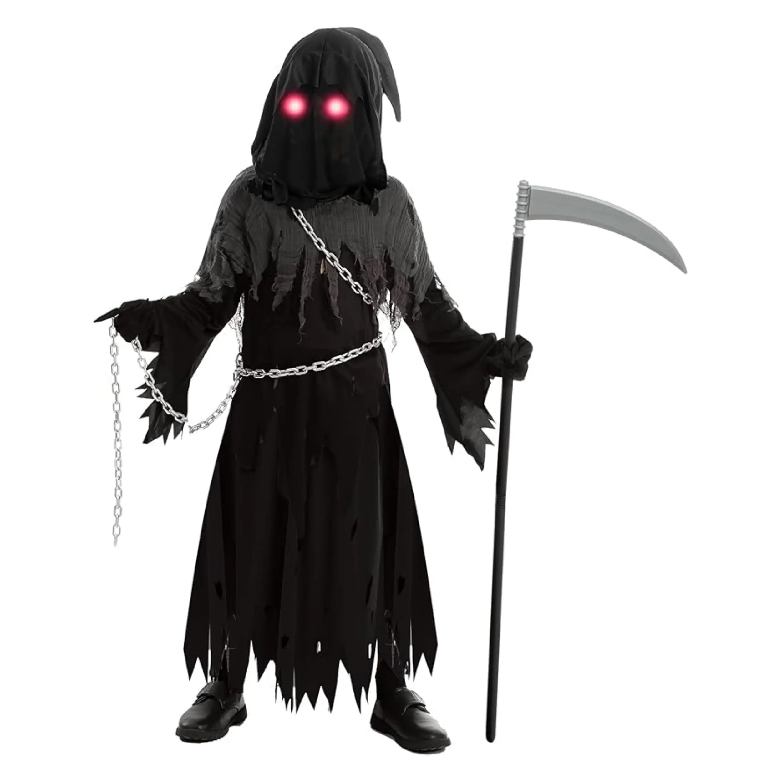Glowing Eyes Grim Reaper Costume for Kids, Halloween Costume for Boys, Phantom Costume