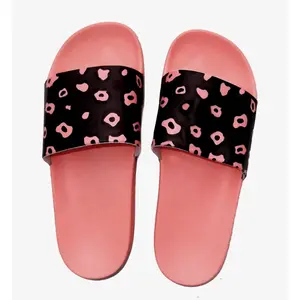 Coral Leopard Print Slide Sandals