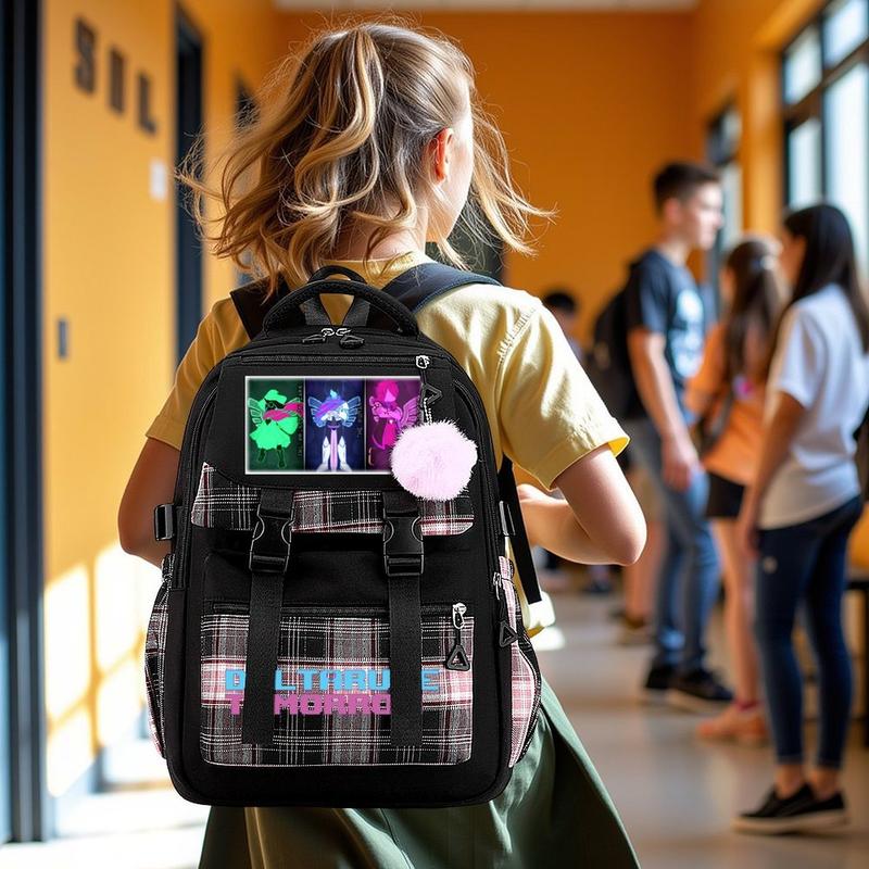 Deltarune Trendy Youth Laptop Backpack – Travel & School Bag, Perfect for Commuting, Camping & Daily Use, Durable Large-Capacity Design, Best Gift for Boys & Girls 11.8''*17.3''