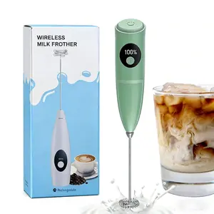 Digital Display Electric Rechargeable Milk Frother Handheld 3 Speeds Coffee Mixer Whisk Drink Mixer Mini Foamer for Lattes Cappuccino Matcha Hot Chocolate