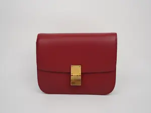 Pre-owned Celine calfskin Crossbody Bags Box Medium Classic Box Flap Bag Red