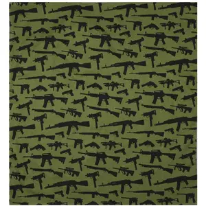 Olive Drab - Guns & Rifles Pattern Bandana, 100% Cotton, 22" x 22"
