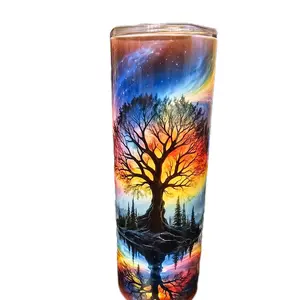 Tree of Life Tumbler - Colorful Celestial Design, Reusable Drinkware, Portable Cup