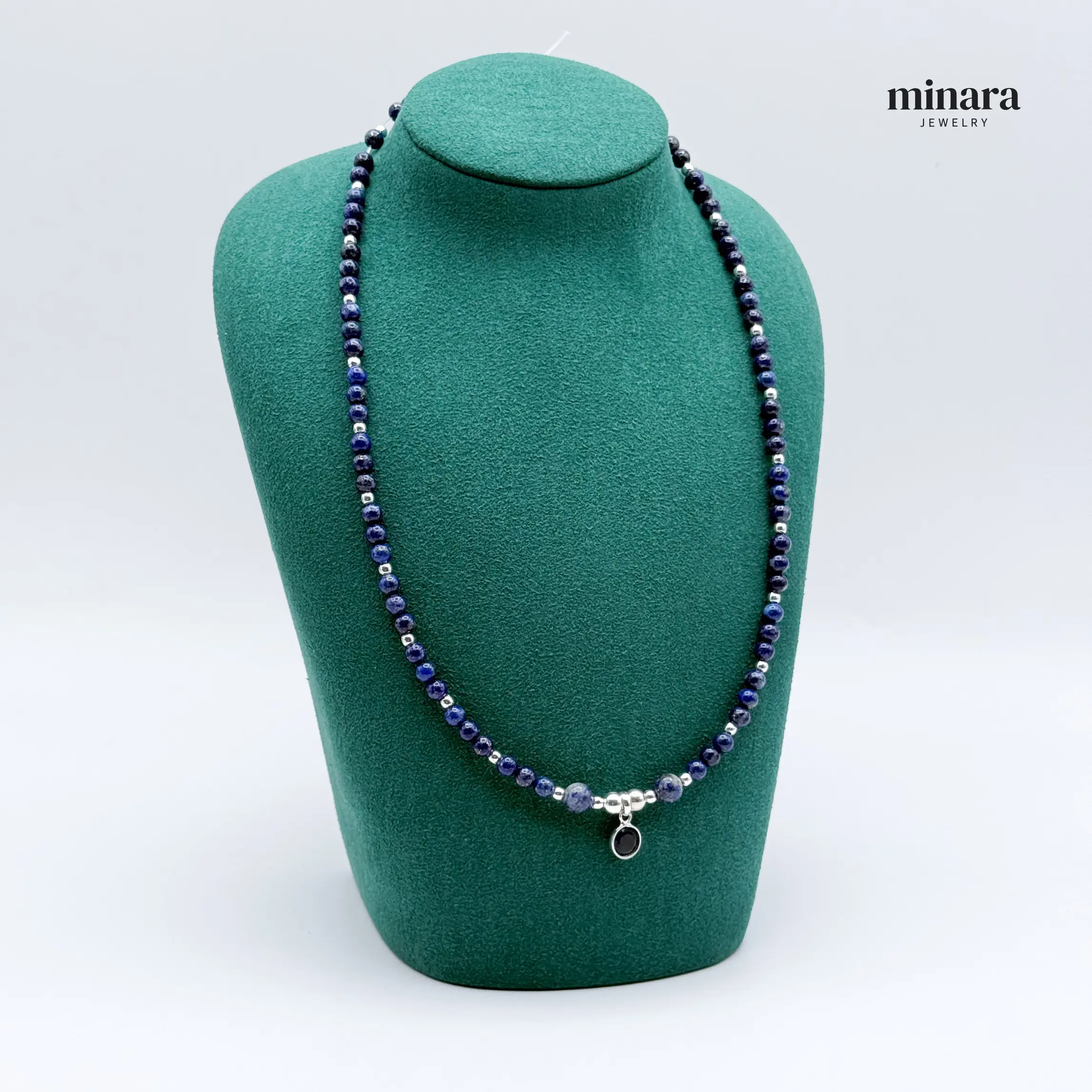 950 Silver CHAQUIRA Necklace 17.5'' with Natural Stone and Extension for Adjustable Wear Elegant and Luxurious Design Perfect for Formal Events and Everyday Wear