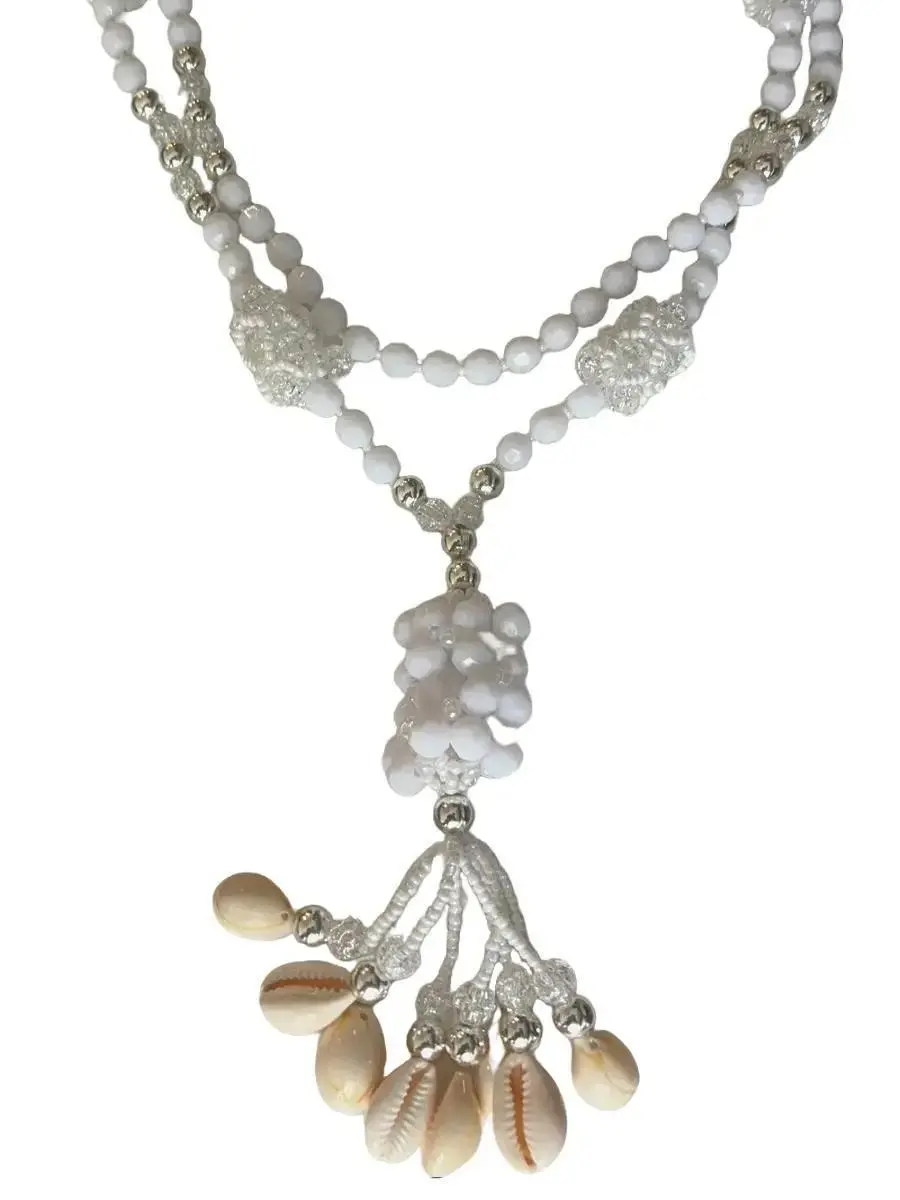 Collar Cabecero de Obatalá with Cauri Ends - Handmade Unisex Necklace for Consagrations Iyawoses & Tronos