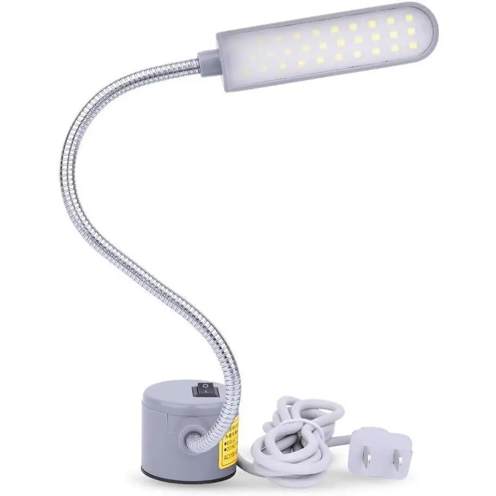 Sewing Machine Light LED Lighting (30LEDs) 6 Watt Multifunctional Flexible Gooseneck Arm Work Lamp with  Mounting Base for Workbench Lathe Drill Press Gray