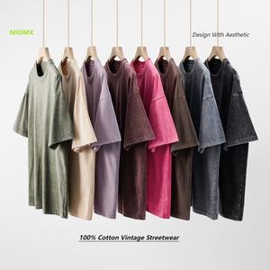 MIDMX Oversized Vintage Streetwear Cotton T-Shirts Solid Colors Men Women's Wear Summer Tops Baggy Crewneck Loose Fits Style 100% Pure Plant Dyed Comfortable Soft Breathable Black Friday Deals Christmas Gift