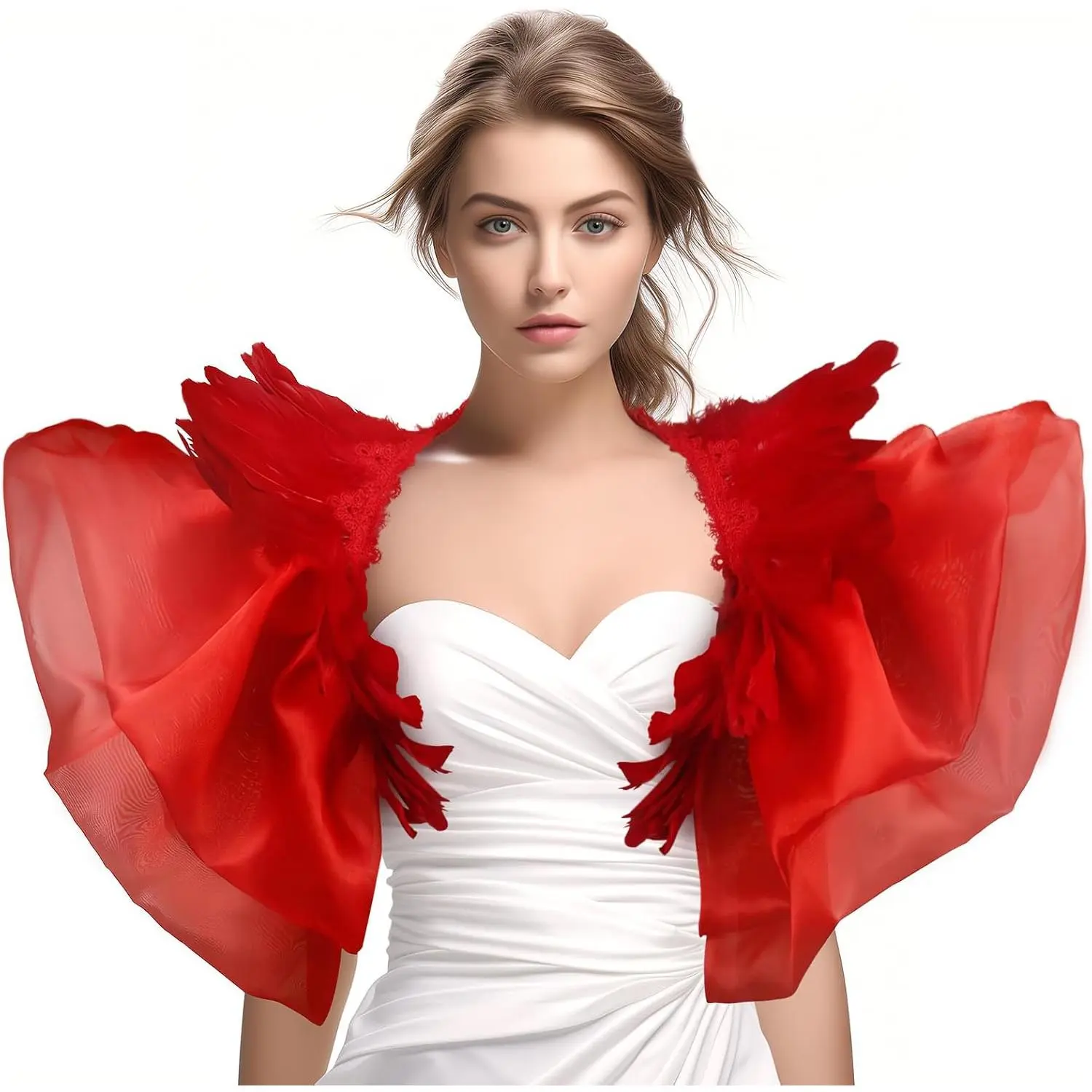 Gothic Mesh Feather Shrug Cape Shawl Halloween Costume for Adult Womenswear Accessory scene accessories Breathable Fashion Clothes Light Smooth Comfort Lightweight