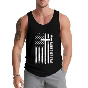 Men's Summer Beach Graphic Tanktop Shirt, Menswear Patriotic Tank Top, Big and Tall Gym Workout Running Tee, Comfy Casual Sleeveless Vests