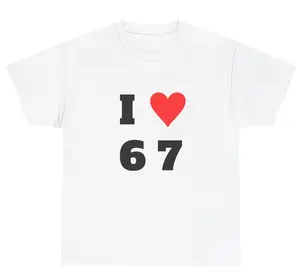 Crewneck Graphic T-shirts - I Love 6 7 Unisex T-Shirt, Graphic Tee, Casual Shirt, Funny Tee for Men and Women Menswear Stylish Classic White T-Shirt - 100% Cotton Men & Women Loose sports T-shirt