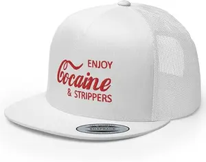 Enjoy Cocaine and Strippers Premium Trucker Hat Flat Bill High Crown Adjustable Cap 1