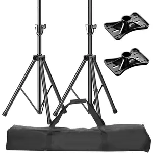 PA Speaker Stands Pair with Carrying Bag, Adjustable Height Professional Heavy Duty Dj Tripod with Mounting Bracket, Extend from 39 to 77 inches for Concerts,  & Party- Supports 140 lbs