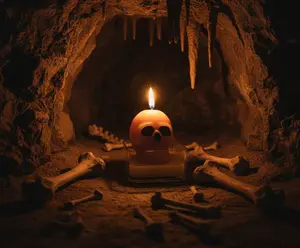 spooky skeleton candle