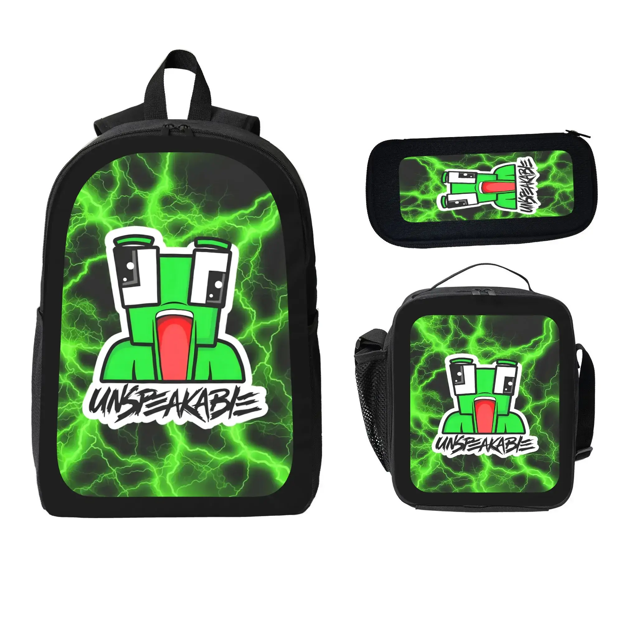 Unspeakable Backpack With Lunch Box Pencil Case 3 In 1 For Boy Girl Teen Schoolbag Lightweight Large Capacity 600D Oxford Cloth Adjustable Straps Comfortable Mesh Back Cushioning backpack goals