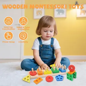Montessori Shape Sorter Stacking Toys for Toddlers Age 1-3 2-4 Boys Girls Learning Educational Sensory Puzzles Fine Motor Skills Development Birthday Gifts Stocking Stuffers Preschool Educational Toys toddler toys toys juguetes para niños 1 a 2 años jugue