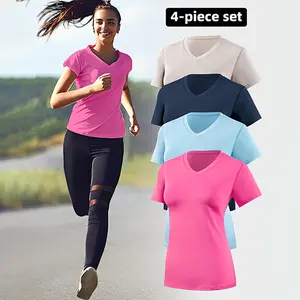 V-Neck Short Sleeve Basic Women'sSlimming Fit Top - Comfortable & ElegantStreetwear Womenswear Casual Chic MinimalistCasual Fashion Comfy Summervibes