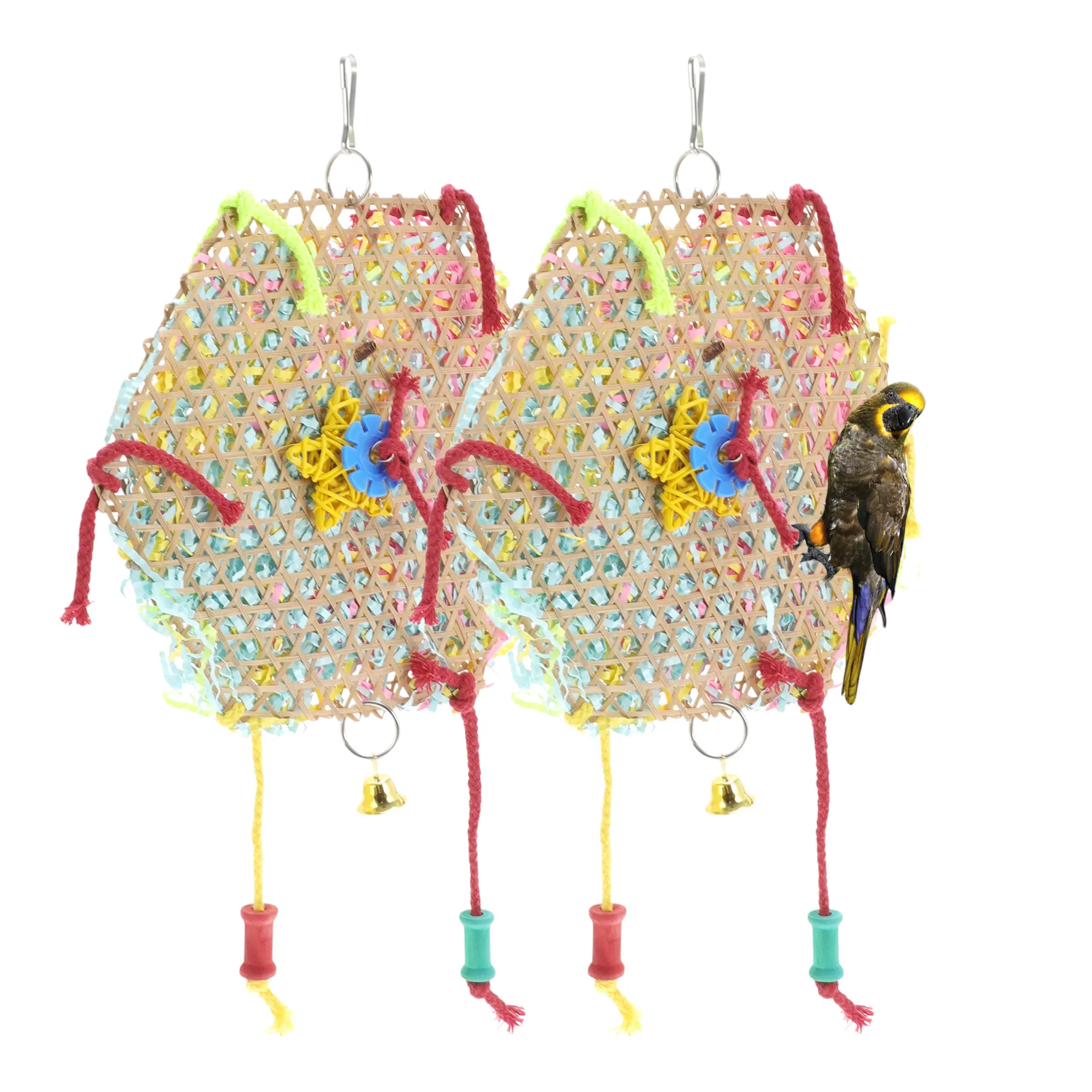 VOCOSTE 2 Pcs Bird Parrot Toys, Bird Hanging Foraging Shredder Toys, Bird Toys, Bird Cage Accessories, Cage Toys for Cockatiel Parakeet Parrot