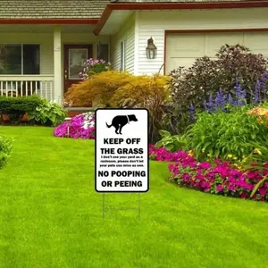 Aluminum Dog Poop Warning Sign Keep Off Grass Lawn 8x12 Inch Outdoor Yard Sign with 2 Stakes Durable No Dogs Peeing on Lawn Metal Sign Home Decor