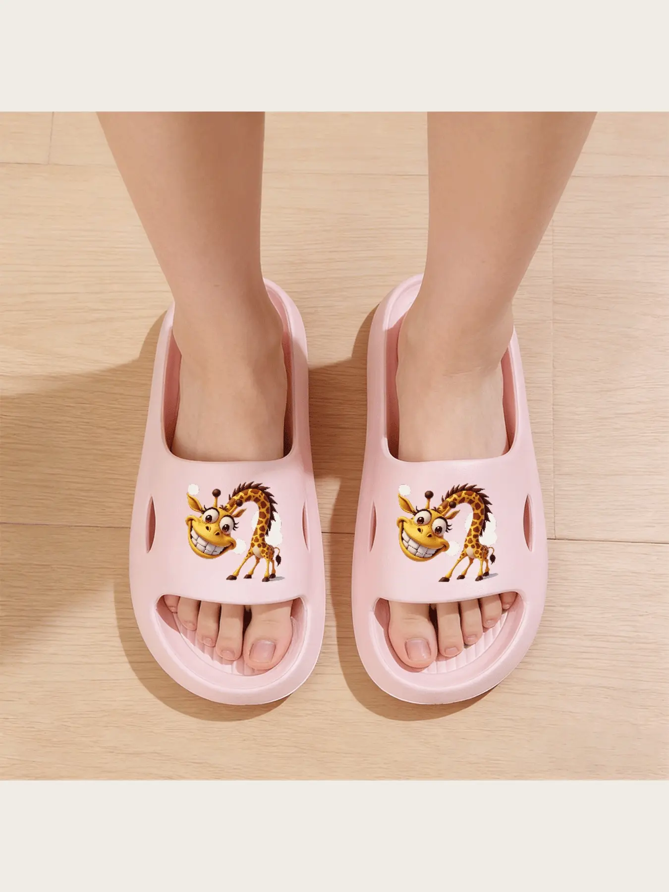 Cute Giraffe Print Slippers for Women Men Kids Soft Comfortable Non-Slip Home Indoor Outdoor Cartoon Animal Pattern Lightweight Warm Cozy House Shoes