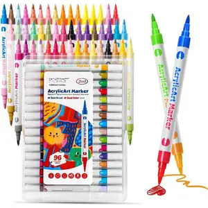 Markers, 96 Colors   Pens, Dual Brush Tip  Markers Set, Dual Colors   Pens for Stone, , Painting, Drawing, DIY Crafts (48 Packs)