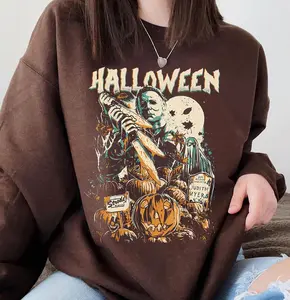 Horror Halloween Crewneck Sweatshirt, Horror Characters Sweater, Halloween Myers Killer Sweatshirt, Scary Movies Halloween Sweater, Scary Halloween Sweatshirt, Ghostface Halloween Sweater