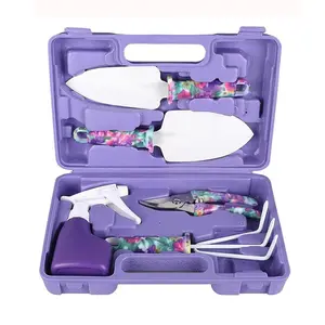 Portable Garden Tool Set, Flower Print Gardening Tools, Vegetables, Small Shovels, Outdoor Soil Excavation Scissors Rake Weeding Remover Sprayer, Handbag Toolbox, Plant Shears with Comfort Handle, Tool Kit