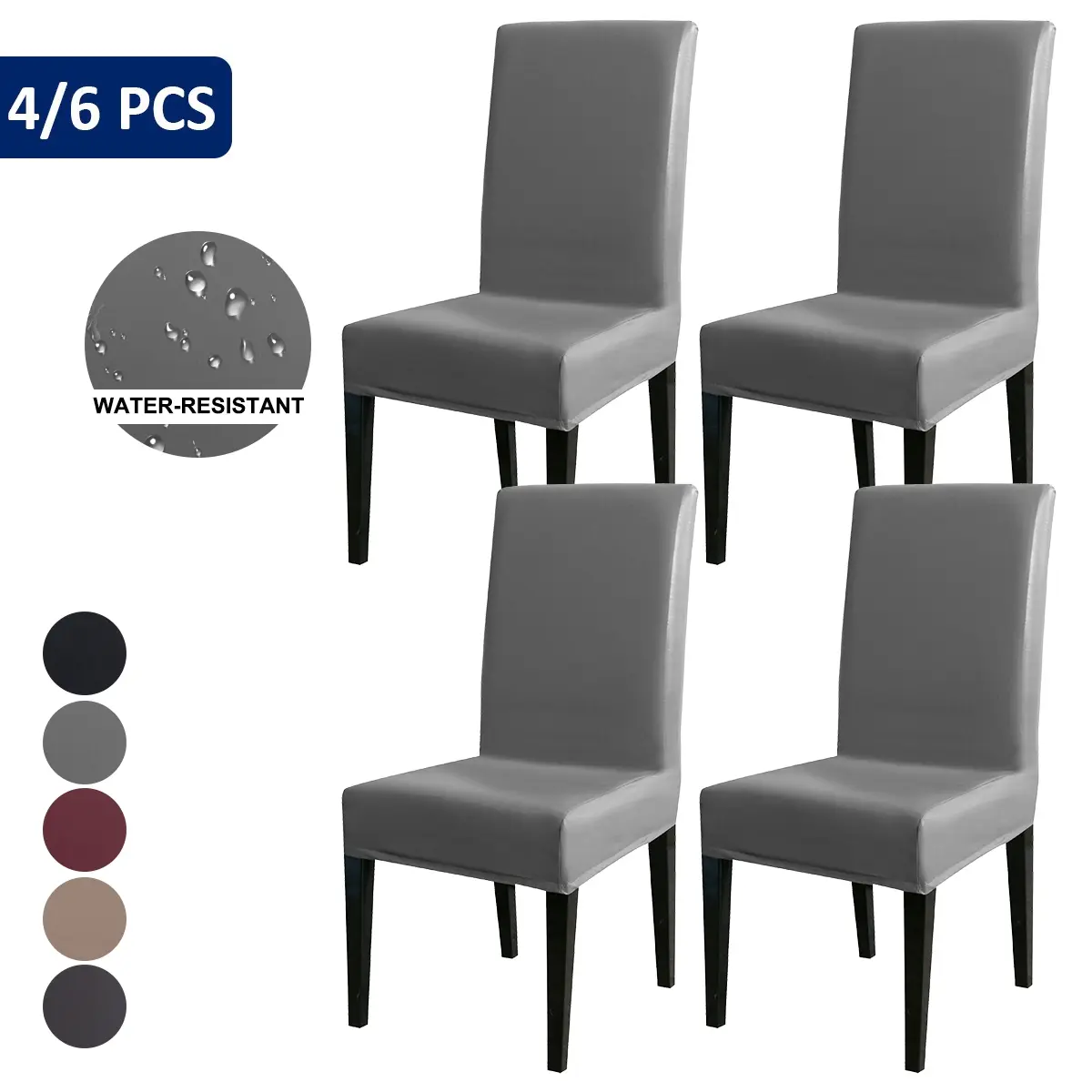 4/6 Piece Faux Leather Chair Covers, Elastic Easy Washable, 100% Waterproof, Home Office Hotel Party Use, Chair Protector, Dining Chair Slipcover, Chair Slipcovers Protector