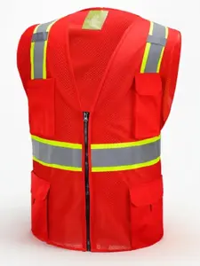 Red Two Tones Safety Vest ,With Multi-Pocket Tool 803