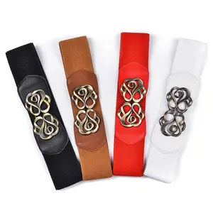 Women Stretchy Belts for Dresses – Vintage Elastic Wide Waist Belts, 4 Pack, 2.36″ Wide, Retro Stretch Waistband for Women – Fashion Cinch Belt for Dresses, Tunics, Cardigans, High-Waisted Pants