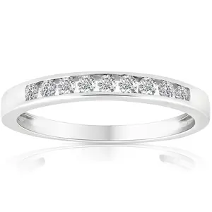 1/4 Ct Diamond Channel Set Wedding Ring 10k White Gold
