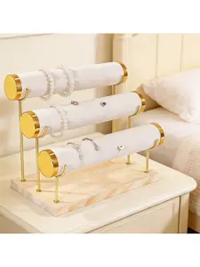 1 set of 3-tier detachable accessory storage rack, velvet bracelet & watch display stand, suitable for necklaces and hair ties, hanging jewelry organizer.
