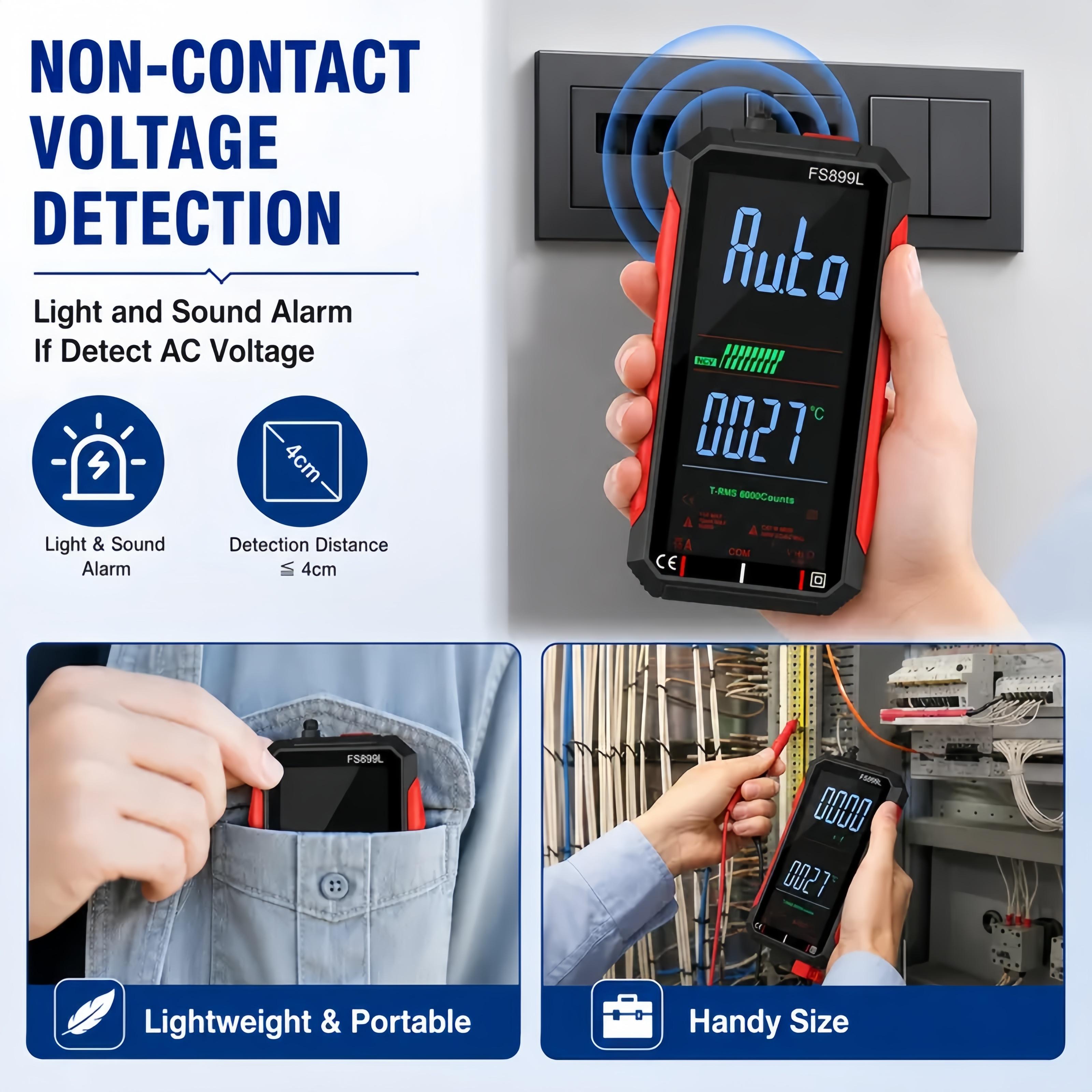 Fully Automatic True RMS (TRMS) 6000 Count Digital Voltmeter - A reliable voltage tester suitable for home, automotive, and industrial applications; a professional electrical tool.