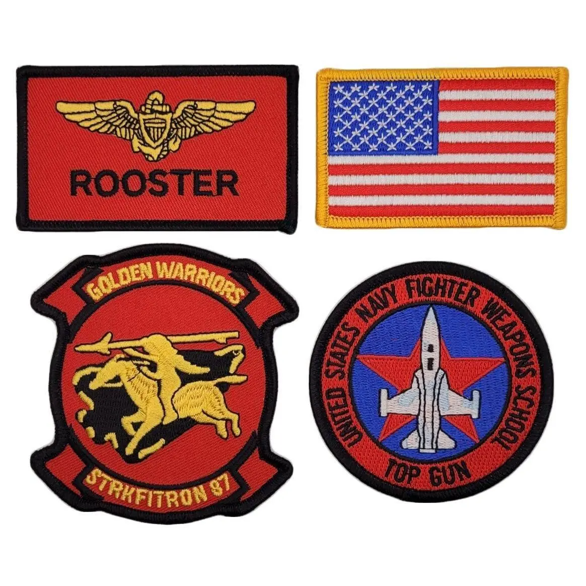 Bradley Rooster Navy Firefighter Patch [4PC Bundle -Hook Fastener Backing]