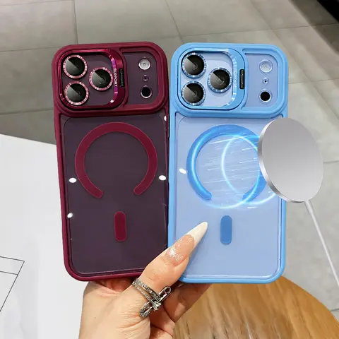 Clear Magnetic Case for iPhone 18 Pro Max 17 16 15 14 13 12 Pro Max with Camera Kickstand Compatible with MagSafe Military-Shockproof Protective Back Cover Drop Protection, Accessories