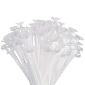 50-Piece White Balloon Sticks with Holders 12.6-Inch Party Accessories for Weddings & Holidays