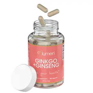 Lumen Naturals Gingko + Gingseng for Women - Red Asian Ginseng Extract - Ginkgo Powder - Veggie Capsules - 180 Count - 60 Servings