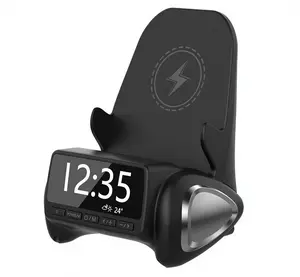 Wireless Charging Bluetooth Audio Speaker with Digital Clock, Phone Stand