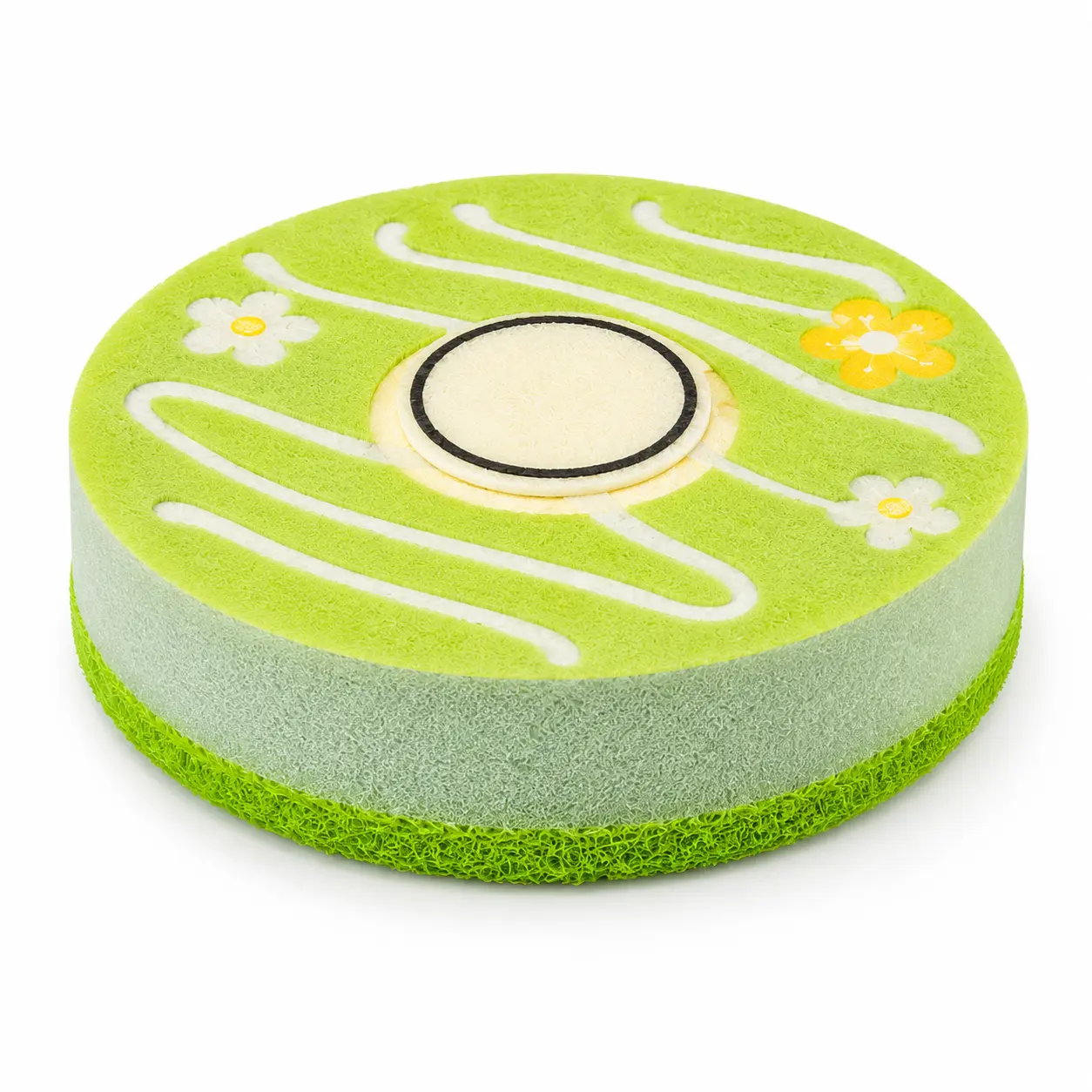 Dual-Sided Cleaning Sponge with Easy-Grip Center, 2 cm Thick Round Scrubber with Soft Cleaning Side & Rough Scouring Side for Kitchen, Sink, Cookware, Bathroom & Household Cleaning