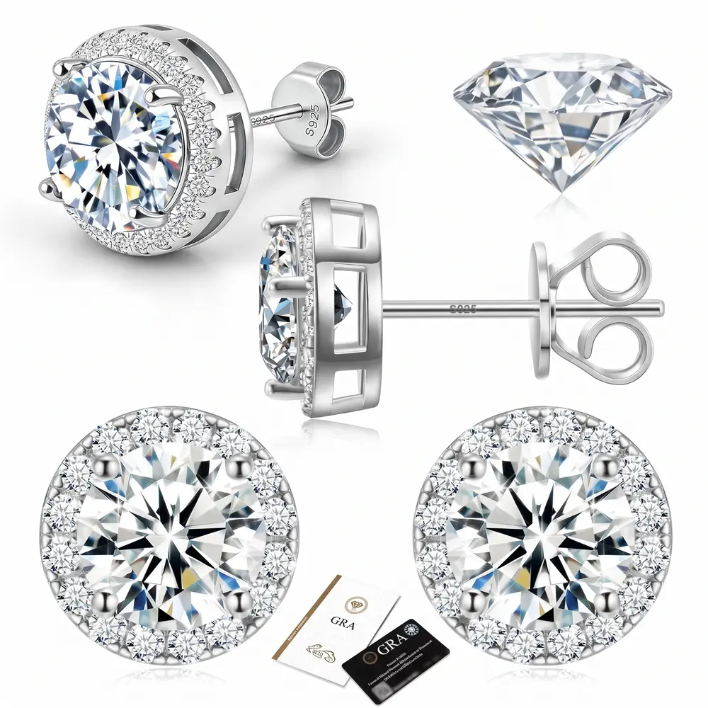 【2026 Trend Alert】S925 Silver Moissanite Stud Earrings - Hypoallergenic Diamond Alternatives, Classic Unisex Fashion Jewelry Gift for Adults