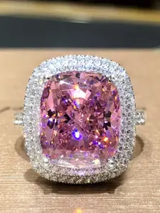 Elegant Square Micro-Pavé Diamond Ring, Women's Fashion Jewelry Gift for Valentine's Day & Christmas, Unique Design Accessory