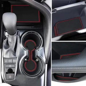 Liners Mats for Toyota Camry Accessories 2018 2019 2020 2021 2022 2023 2024 Custom Fit Cup Holder Insert Liners Center Console Mats Door Pocket Pads (16pcs/Set) (Red)