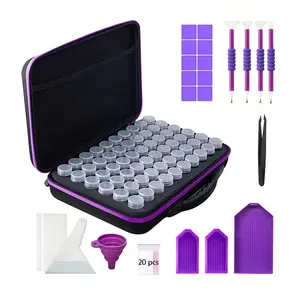 120/60 Slot Diamond Painting Storage Box, Canvas Organizer with Tools, Portable Jewelry Container, Multi-Functional Craft Kit