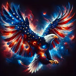 DIY 5D Diamond Painting Kit, Eagle with National Flag Body Print, Full Diamond Round Diamond Art Set, Handmade Oil Painting Canvas Decoration, Suitable for Home Bedroom Living Room Decoration or Gift,  The Best Gift for Yourself and Family