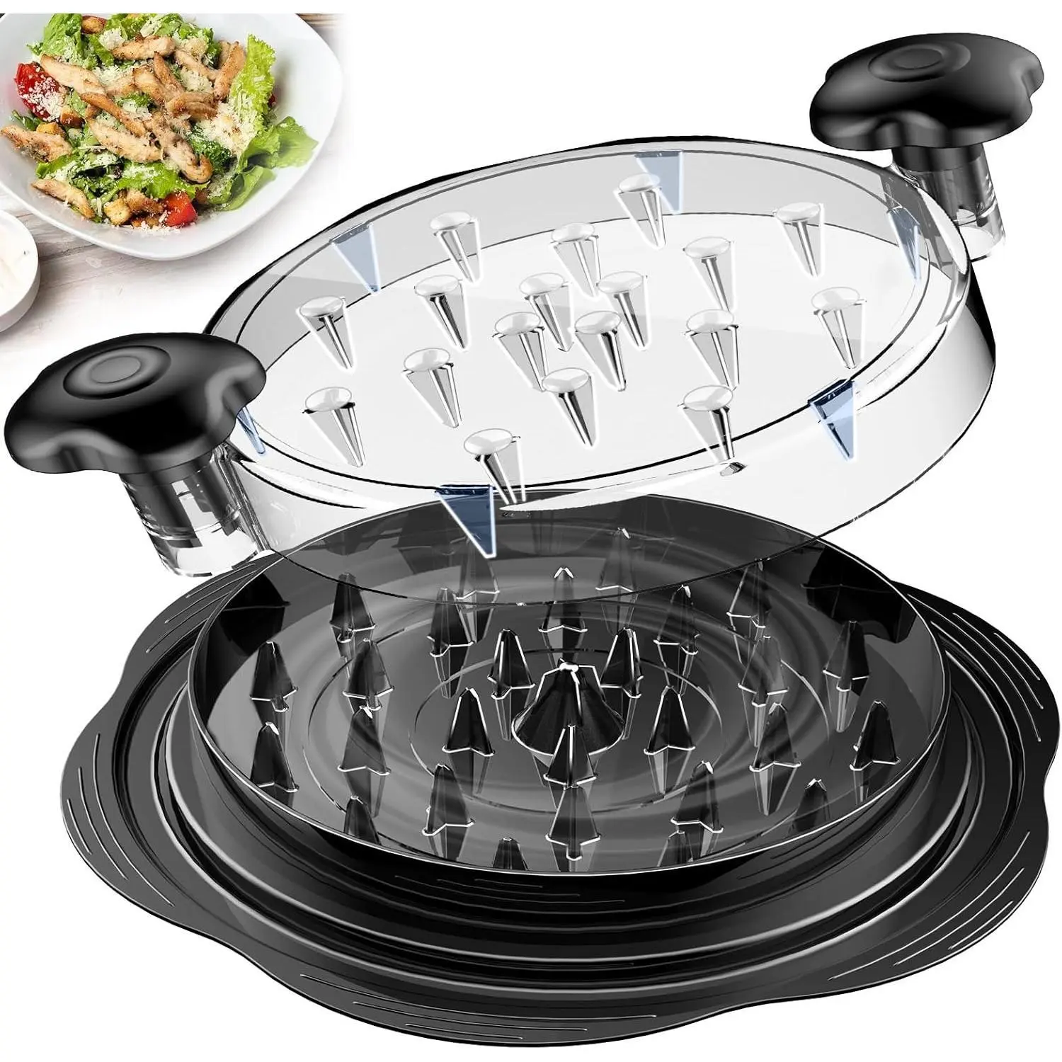 BPA-Free Large Capacity Chicken Shredder Machine - Kitchen Specialty Utensil with Visible Lid, Anti-Slip Ergonomic Handle, Compact Storage, Dishwasher-Safe for Pork, Beef, Vegetables, Black for Family Meal Prep