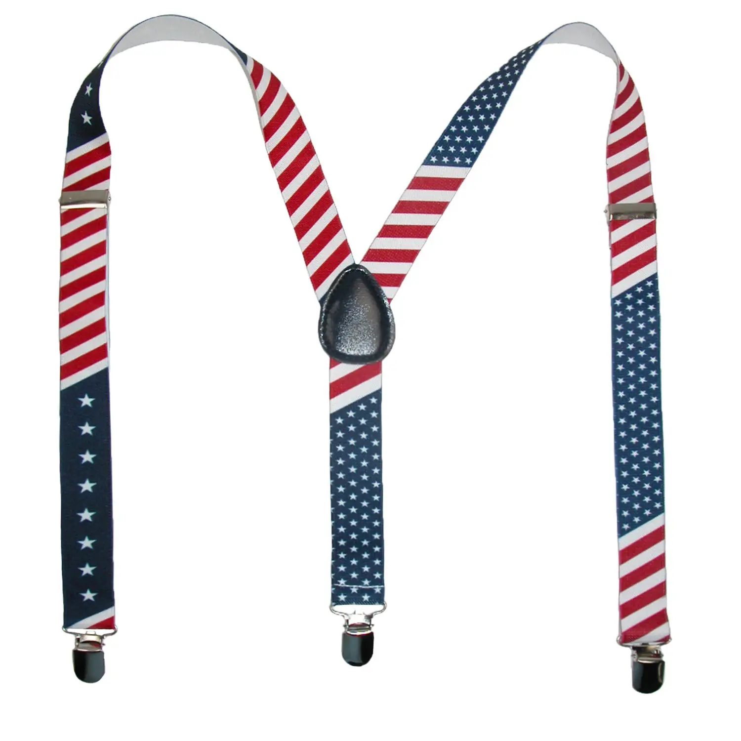 CTM Elastic Stars and Stripes American Flag Clip-End Suspenders, Novelty Suspenders